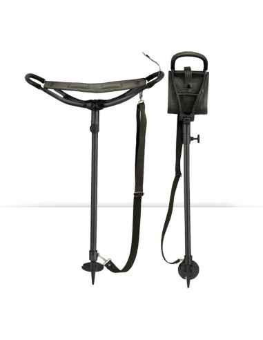 Bastón Asiento De Acero Y Piel - Negro