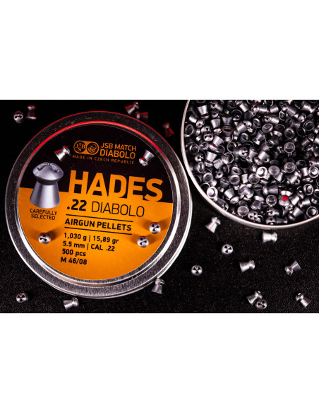 Balines JSB HADES  5.5 mm lata de 500 unidades (15,89 grains/ 1,030 g)