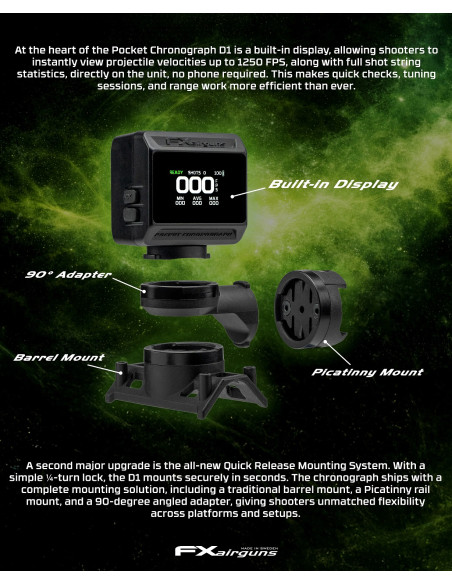 FX Pocket Chronograph D1 | Cronógrafo Radar para tiro deportivo