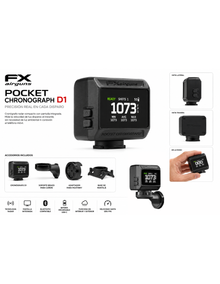 FX Pocket Chronograph D1 | Cronógrafo Radar para tiro deportivo