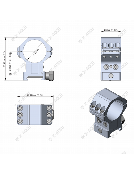 VECTOR  30MM PICATINNY-WEABER ELEVACION AJUSTABLE