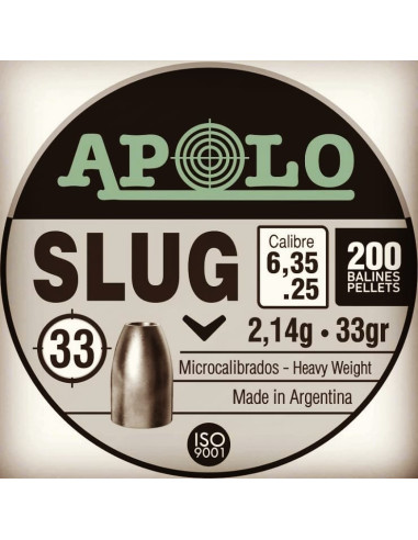 SLUG APOLO  6,35 MM (.25) 2.14g 33gr